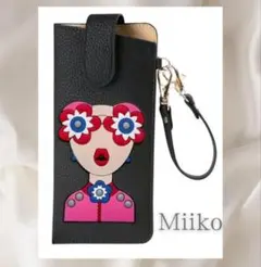 レザー風 ストラップ付き メガネケース サングラスケース 大人可愛い ブラック