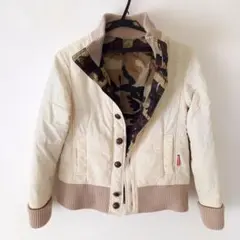 中綿入りブルゾン リバーシブル アイボリー×迷彩柄
