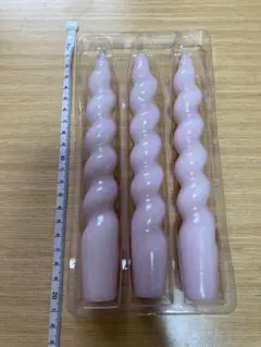 未使用品　ピンクツイスト型キャンドル3本セット