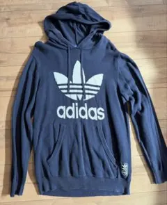 adidas ネイビー フード付きパーカー L