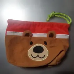 クマ　サンタ　ポーチ ブラウン レッド　X'MAS