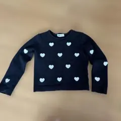 H&Mハート刺繍ニット黒色6-8歳122センチ