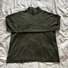 美品　UNIQLO 毛100 ハイネックセーター　ウールセーター　グリーン　S