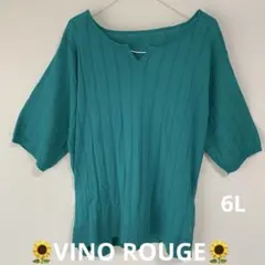 VINO ROUGE Vネック リブ編み 半袖ニット
