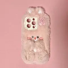iPhone 13 Pro ケース ファー うさぎ ピンク