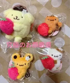 ポムポムプリン いちごフレンズシリーズ ボアマスコット むにゅぐるみ 4点セット
