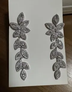 イヤリング　ブライダル　シルバー　花