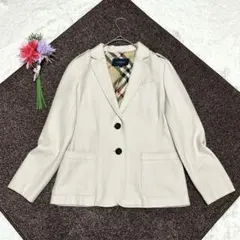 バーバリーロンドン テーラードジャケット 38 メガチェック ウール アイボリー