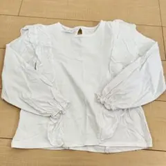 ZARA ホワイト フリル長袖シャツ 130