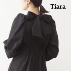 【美品✨】TIARA ティアラ バックリボンワンピース ロング パフスリーブ黒F
