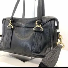 MARC JACOBS ブラックレザー ハンドバッグ ゴールド金具