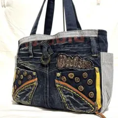 希少⭐️Y2K アーカイブ　DIESEL デニム トートバッグ ワッペン装飾 希少⭐️Y2K アーカイブ DIESEL デニム トートバッグ ワッペン装飾