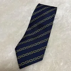 高級✨極美品✨エルメス　HERMES ネクタイ　シルク100 ネイビー チェーン