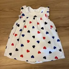 【美品】プチバトー ハート柄ワンピース ロンパース 12m 74cm