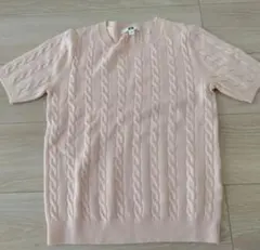 UNIQLO ケーブル編み 半袖ニット M ピンク