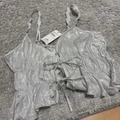 レトロガール　シルバー フリル ビスチェ Fサイズ