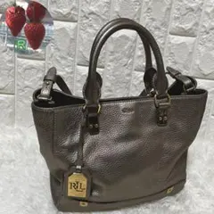 良品✨希少✨ローレンラルフローレン 2wayバッグ レザー  ゴールド色