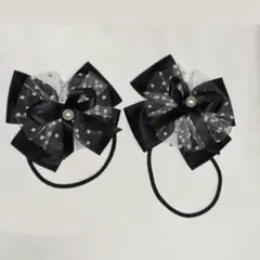 ブラックリボンヘアアクセサリー2個セット