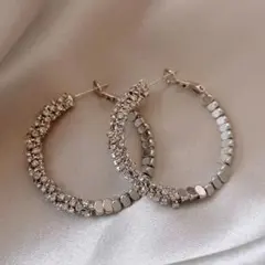 シルバー ゴールド フープピアス 2点セット