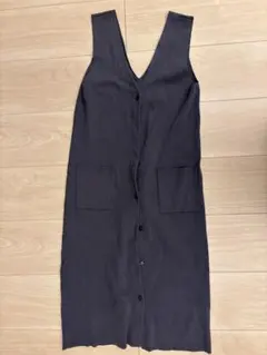 【美品】GU ジーユー　ミラノリブニットジャンパードレス　ブルー　　Sサイズ