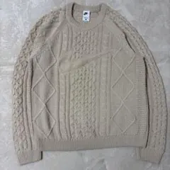 ナイキ フィッシャーマンニット スウッシュロゴ ベージュ Lサイズ セーター