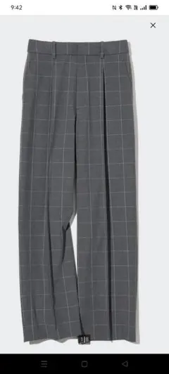 タックワイドパンツ チェック　グレー　S