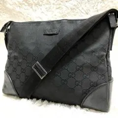 極美品✨ GUCCI グッチ ショルダーバッグ GGキャンバス 黒 斜め掛け
