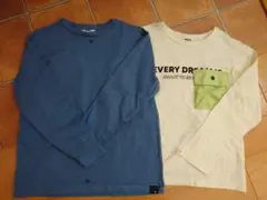 長袖Tシャツ 2点セット 140　青　白　F.O.インターナショナル