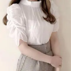 リボン付きシアーパワーショルダーブラウス[k9131c] GRL