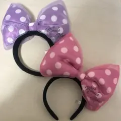 ディズニーカチューシャ リボン（ピンク・紫）