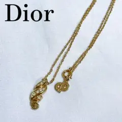 極美品 ネックレス CDロゴ ラインストーン シェル GP