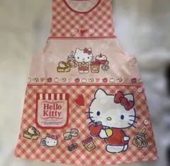 キティちゃん　レトロ　大人用エプロン　キティ　いちご　サンリオ　チェック柄 キティちゃん レトロ 大人用エプロン キティ いちご サンリオ チェック