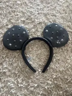 スタッズ付き黒ミッキー耳カチューシャ