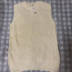 新品　レディースベスト　セーター　ニット　袖なし　M ホワイト　白　毛糸