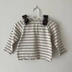 ［No.99］ボーダー柄リボン付き長袖トレーナー　petit main