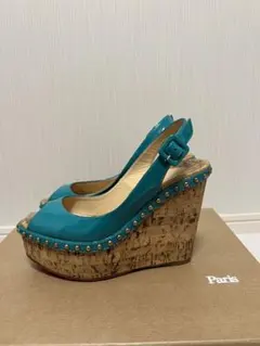 ルブタン ターコイズブルー ウエッジサンダルのサムネイル