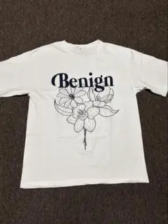 Benign 花柄 Tシャツ Lサイズ ホワイト