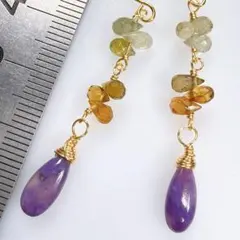 14KGF＊チャロアイトとマルチカラートルマリンの可愛いピアスm52