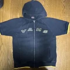 90s VANS 半袖フード付きパーカー M 黒