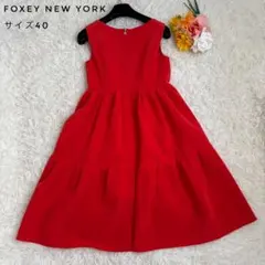 美品　フォクシーニューヨーク　ノースリーブ　ワンピース　ティアード　ギャザー　L