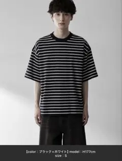 RUUBON ボーダーTシャツ ブラック×ホワイト S 半袖