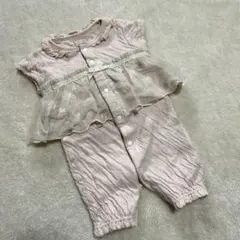 プティマイン　ピンク フリル　半袖　ツーウェイ・ドレスオール 50〜70