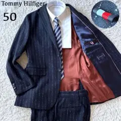 未使用級　トミーヒルフィガー　ビジネス　スーツ　セットアップ　50 ネイビー　紺