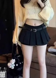 【GRL】インパン地・ベルト付きプリーツミニスカートパンツ［at2470］