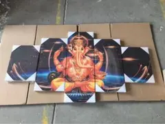 5-piece Ganesha multi-panel canvas art.