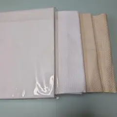 刺繍布 4枚セット ホワイト ベージュ