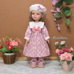 パオラレイナ服*パオラドール服*　手編み帽子＆スクエアカラーワンピースコーデ