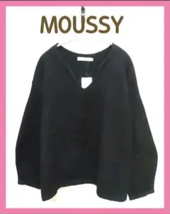 【新品タグ付き】MOUSSY Ｖネック ニット セーター 黒 ゆったり系
