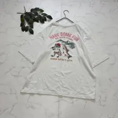 7592✾ロゴスデイズ✾Tシャツ【L】半袖カットソー/ロゴ/白/バックプリント