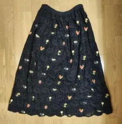 フランシュリッペ ネイビー 刺繍フレアスカートMのサムネイル